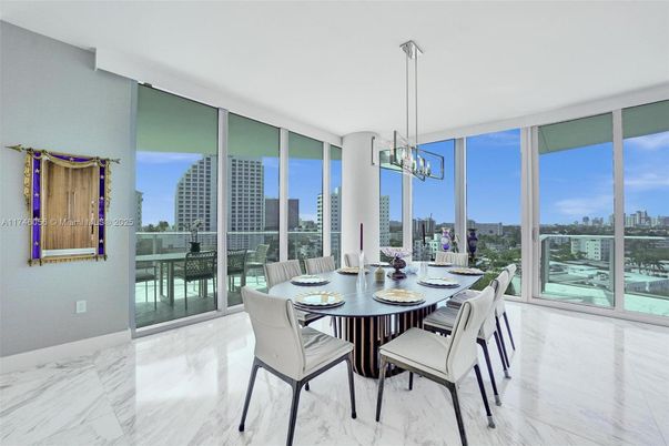 Dining room, Interior, Marble, Pendant Lights