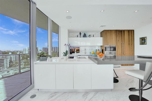 Interior, Kitchen, Marble, Marble Walls, Recessed Lighting, Stainless Steel Appliances