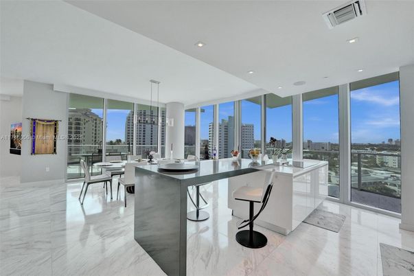 Dining room, Interior, Marble, Pendant Lights, Recessed Lighting