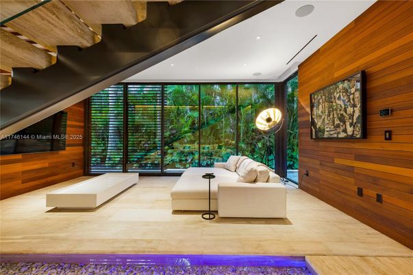 Interior, Living room, Recessed Lighting, Wooden Walls