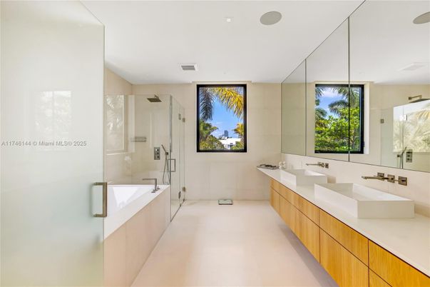 Bathroom, Dual Sink Vanities, Glass Shower, Interior, Recessed Lighting