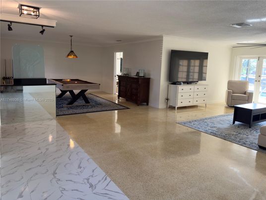 Billiard Table, Game Room, Interior, Marble, Pendant Lights