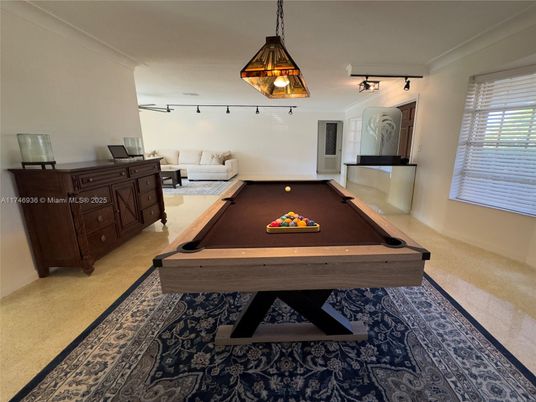 Billiard Table, Game Room, Interior, Pendant Lights