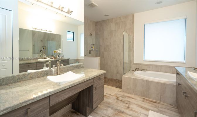 Bathroom, Dual Sink Vanities, Interior, Wood Texture Flooring