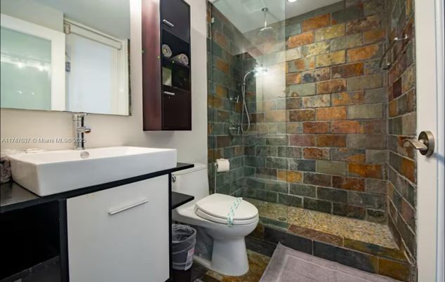 Bathroom, Glass Shower, Interior, Stone Walls