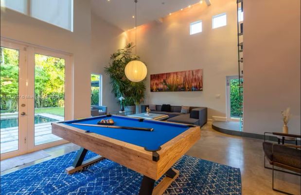 Billiard Table, Game Room, Interior, Pendant Lights, Recessed Lighting