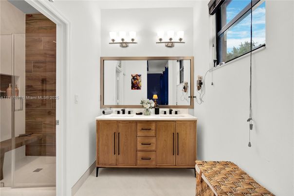 Bathroom, Dual Sink Vanities, Glass Shower, Interior