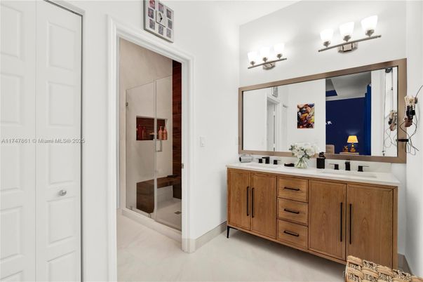 Bathroom, Dual Sink Vanities, Glass Shower, Interior