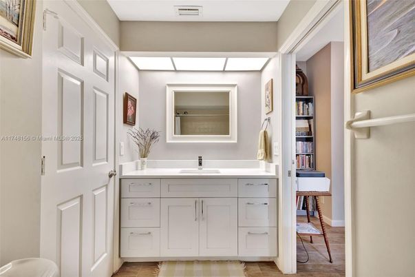 Bathroom, Dual Sink Vanities, Interior, Wood Texture Flooring