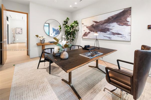Home Office, Interior, Recessed Lighting, Wood Texture Flooring
