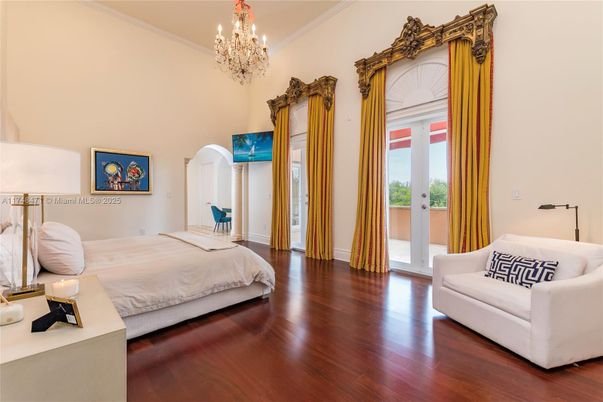 Bedroom, Chandelier, Interior, Wood Texture Flooring