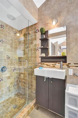 Bathroom, Glass Shower, Interior, Stone Walls
