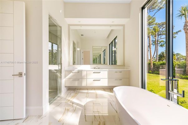Bathroom, Dual Sink Vanities, Free Standing Baths, Interior, Marble