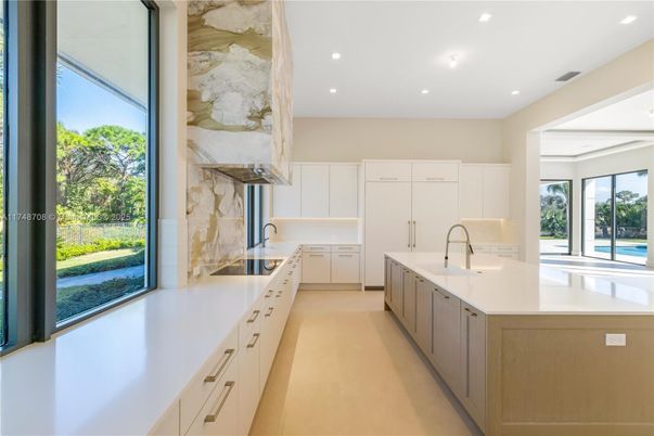 Interior, Kitchen, Marble Walls, Recessed Lighting