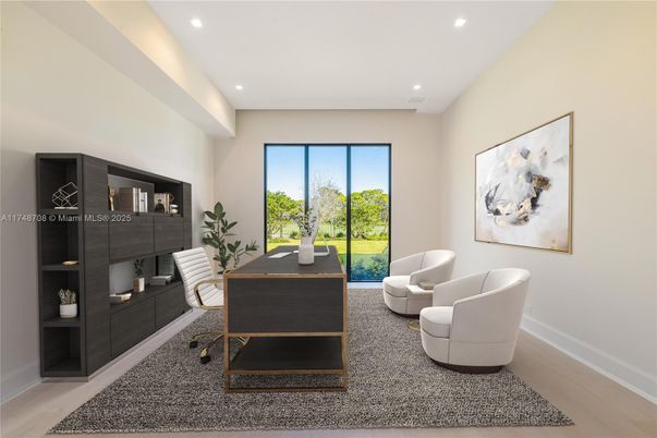Home Office, Interior, Recessed Lighting, Wood Texture Flooring