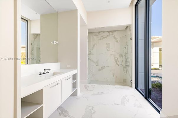 Bathroom, Glass Shower, Interior, Marble, Marble Walls