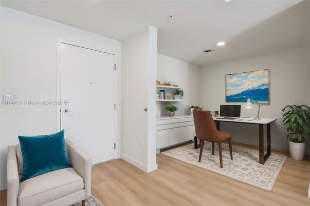 Home Office, Interior, Recessed Lighting, Wood Texture Flooring