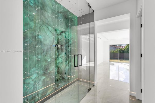 Bathroom, Glass Shower, Interior, Marble Walls