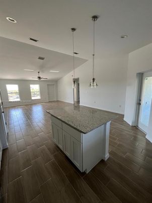 Interior, Kitchen, Pendant Lights, Recessed Lighting, Wood Texture Flooring