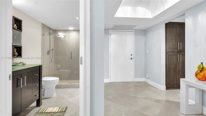 Bathroom, Glass Shower, Interior, Recessed Lighting