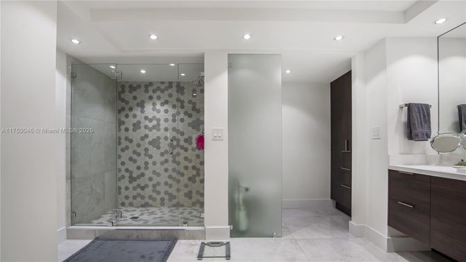 Bathroom, Glass Shower, Interior, Recessed Lighting