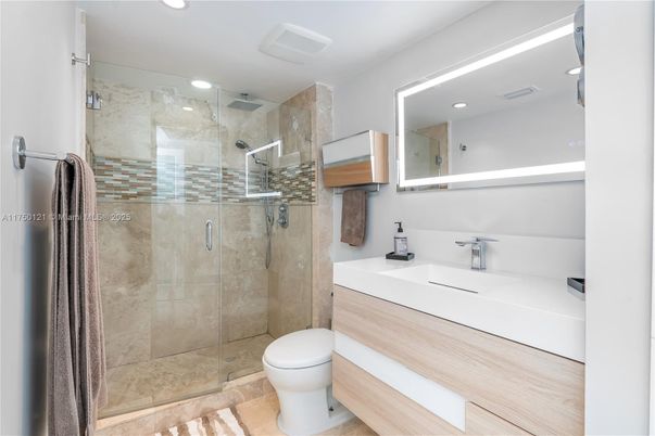 Bathroom, Glass Shower, Interior, Recessed Lighting