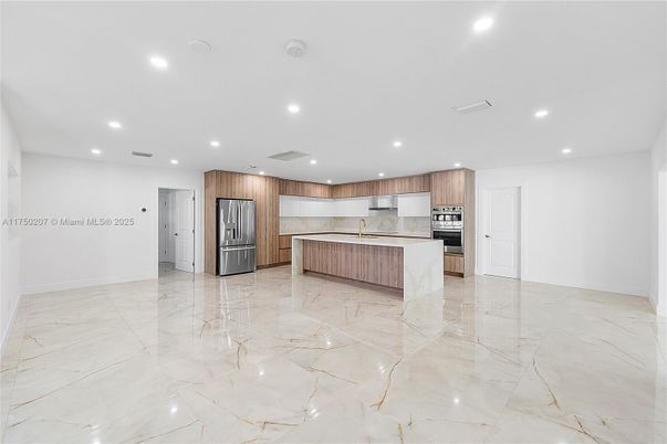 Interior, Kitchen, Marble, Recessed Lighting, Stainless Steel Appliances