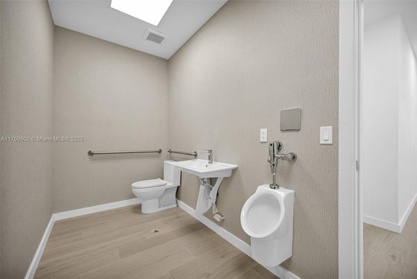 Bathroom, Interior, Recessed Lighting, Wood Texture Flooring