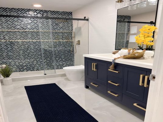 Bathroom, Glass Shower, Interior, Recessed Lighting
