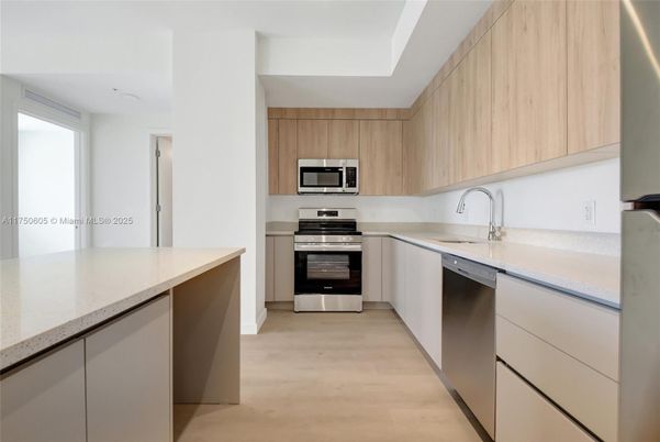 Interior, Kitchen, Stainless Steel Appliances, Wood Texture Flooring