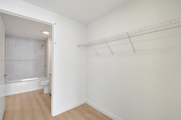 Bathroom, Interior, Recessed Lighting, Walk-in Closets, Wood Texture Flooring