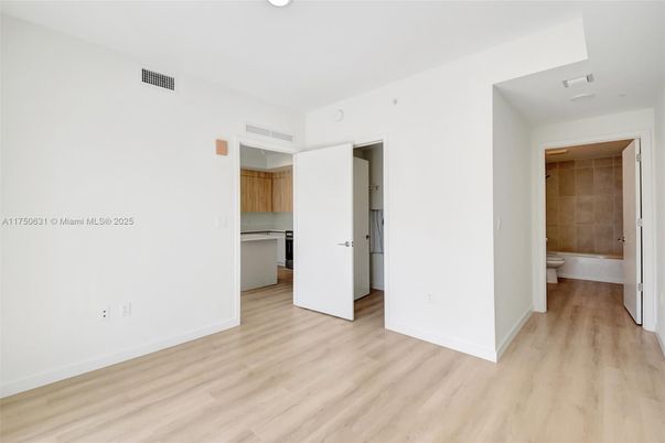 Bathroom, Empty room, Interior, Recessed Lighting, Wood Texture Flooring