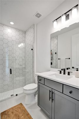 Bathroom, Glass Shower, Interior, Recessed Lighting