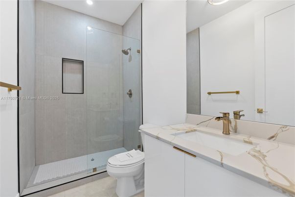 Bathroom, Glass Shower, Interior, Recessed Lighting