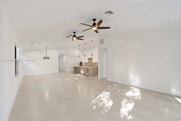 Empty room, Interior, Kitchen, Pendant Lights, Recessed Lighting