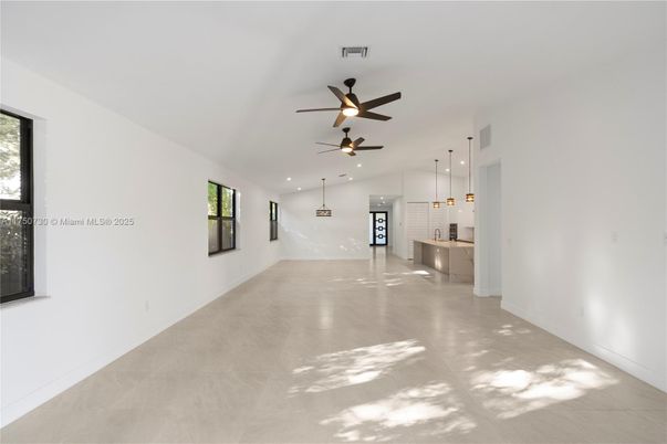 Empty room, Interior, Kitchen, Pendant Lights, Recessed Lighting