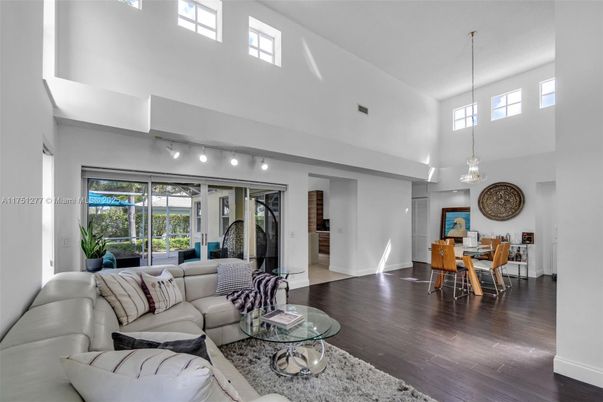 Dining room, Interior, Living room, Pendant Lights, Wood Texture Flooring