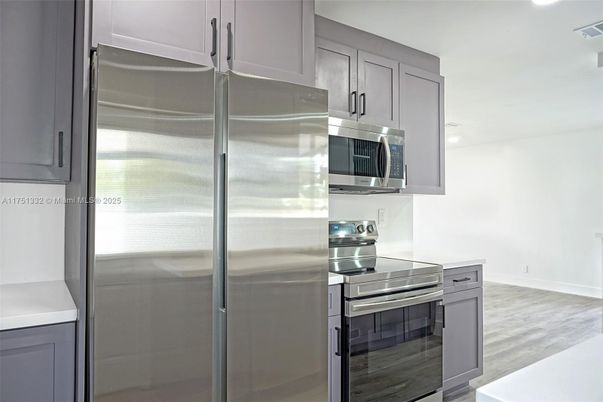 Interior, Kitchen, Stainless Steel Appliances, Wood Texture Flooring