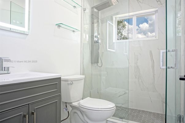 Bathroom, Glass Shower, Interior, Marble Walls