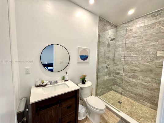 Bathroom, Glass Shower, Interior, Recessed Lighting