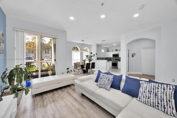 Dining room, Interior, Kitchen, Living room, Pendant Lights, Recessed Lighting, Stainless Steel Appliances, Wood Texture Flooring