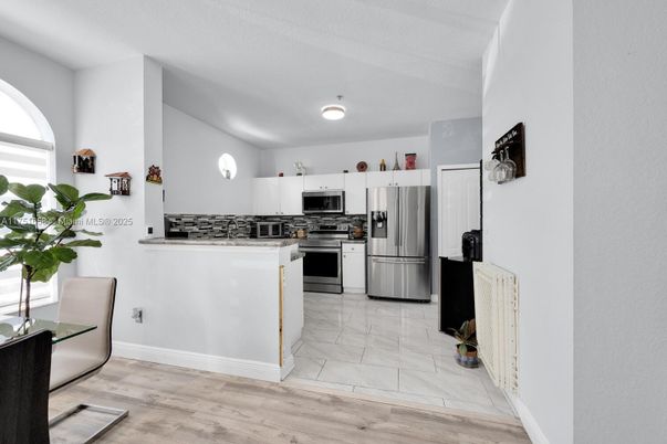 Interior, Kitchen, Marble, Stainless Steel Appliances, Wood Texture Flooring