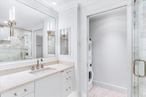 Bathroom, Glass Shower, Interior, Recessed Lighting, Wood Texture Flooring