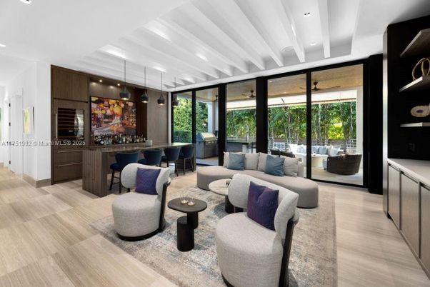 Interior, Living room, Pendant Lights, Recessed Lighting, Wood Texture Flooring