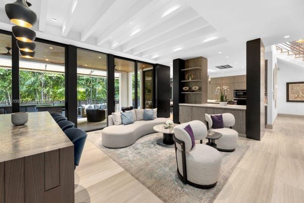 Interior, Kitchen, Living room, Recessed Lighting, Wood Texture Flooring