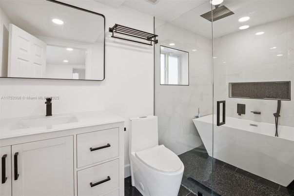 Bathroom, Glass Shower, Interior, Marble Walls, Recessed Lighting