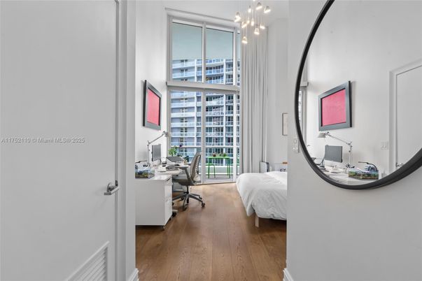 Bedroom, Home Office, Interior, Pendant Lights, Wood Texture Flooring