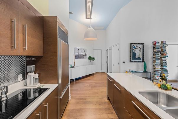 Interior, Kitchen, Pendant Lights, Stainless Steel Appliances, Wood Texture Flooring