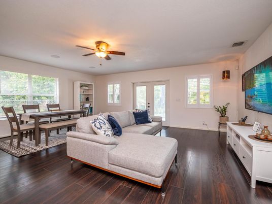 Dining room, Interior, Living room, Pendant Lights, Wood Texture Flooring