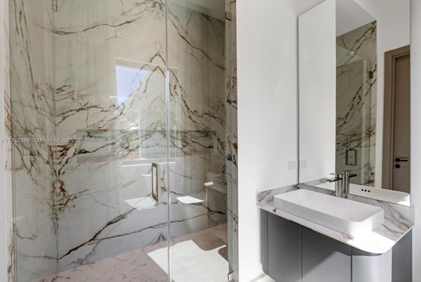 Bathroom, Glass Shower, Interior, Marble Walls